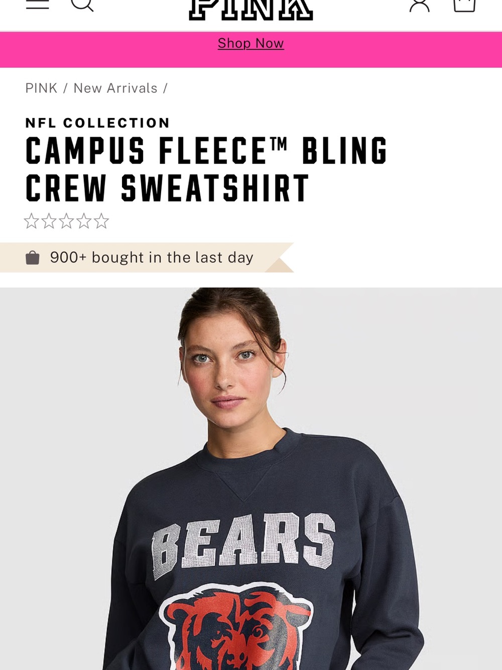 PINK Victoria's Secret Navy Crewneck Sweatshirt with Bears Graphic